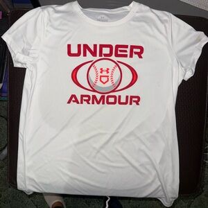 Under Armour White Tee with Red Graphic